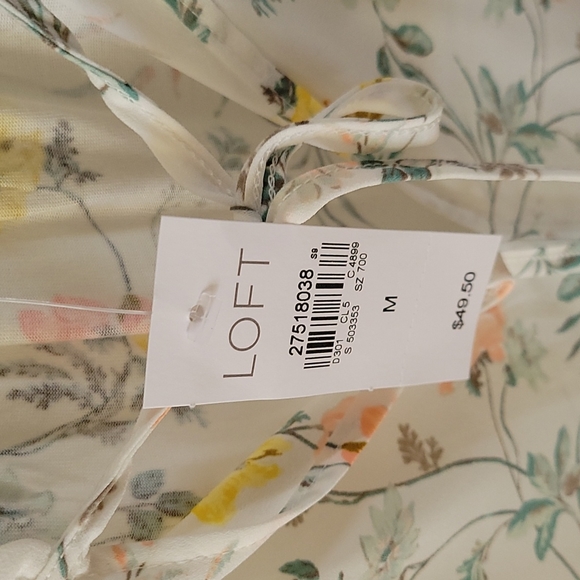 Nwt New Loft Floral Mixed Media Top Blouse Shell Medium - Picture 3 of 6